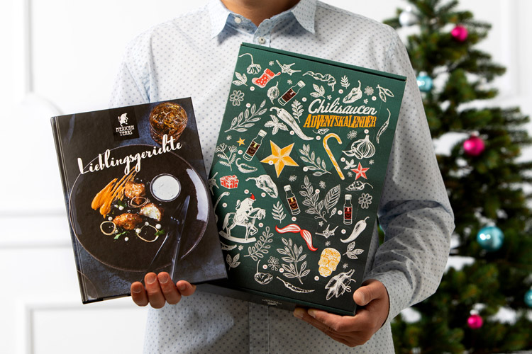 Chilisaucen Adventskalender mit Kochbuch für scharfe Sauce