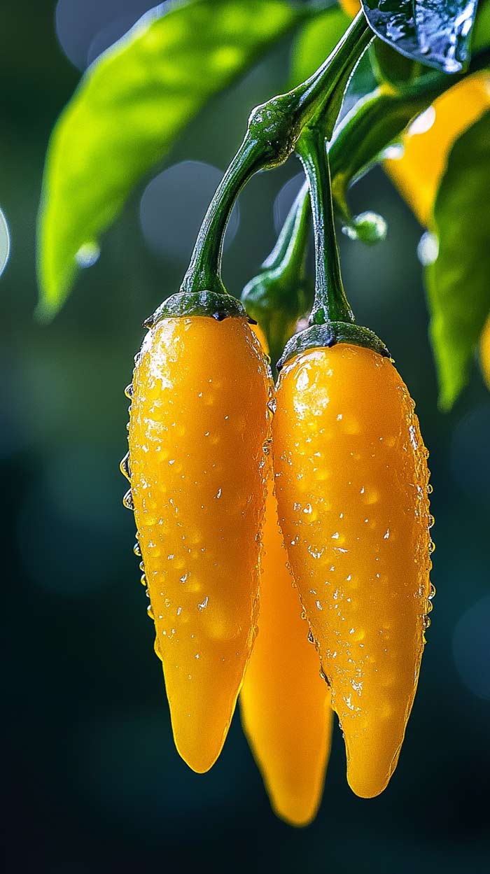 Aji Amarillo Ernte Aji Amarillo Chili, frisch geerntet