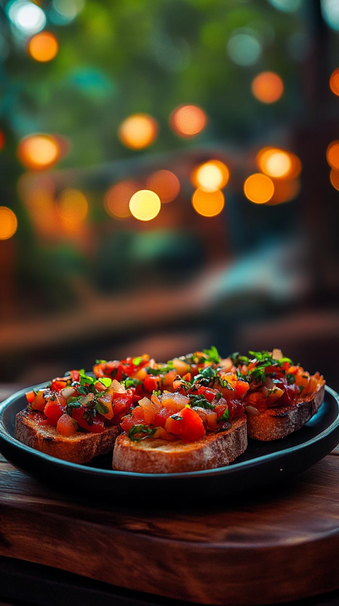 Bruschetta mit frischen Zutaten Bruschetta mit frischen Zutaten.