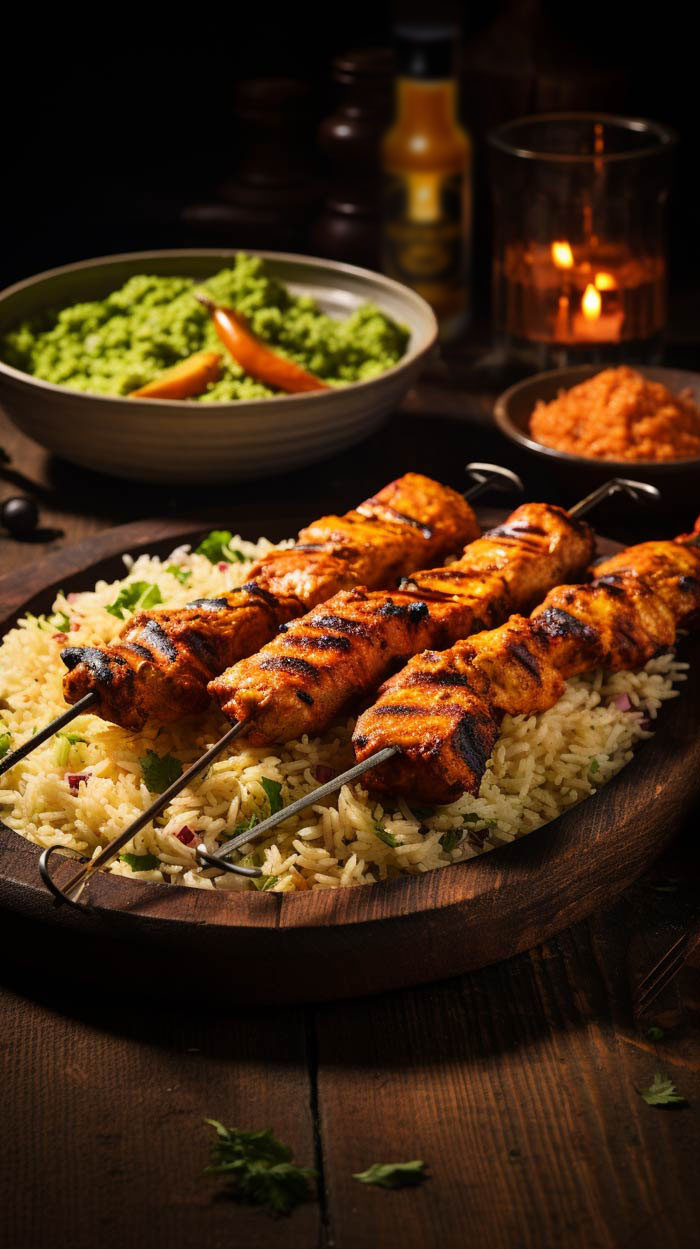 Chicken Tikka Spieß von Mexican Tears mit Calcutta Curry Sauce