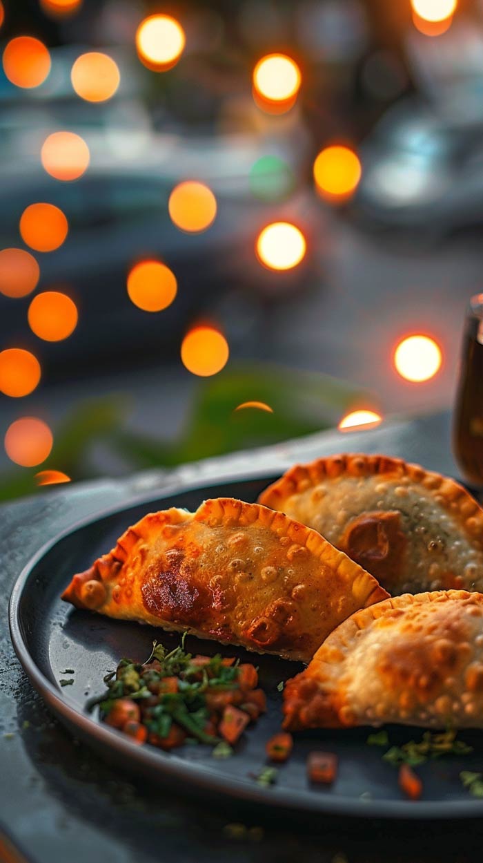 Empanadas bereit zum Servieren Empanadas auf einem Tisch, bereit zum Servieren.