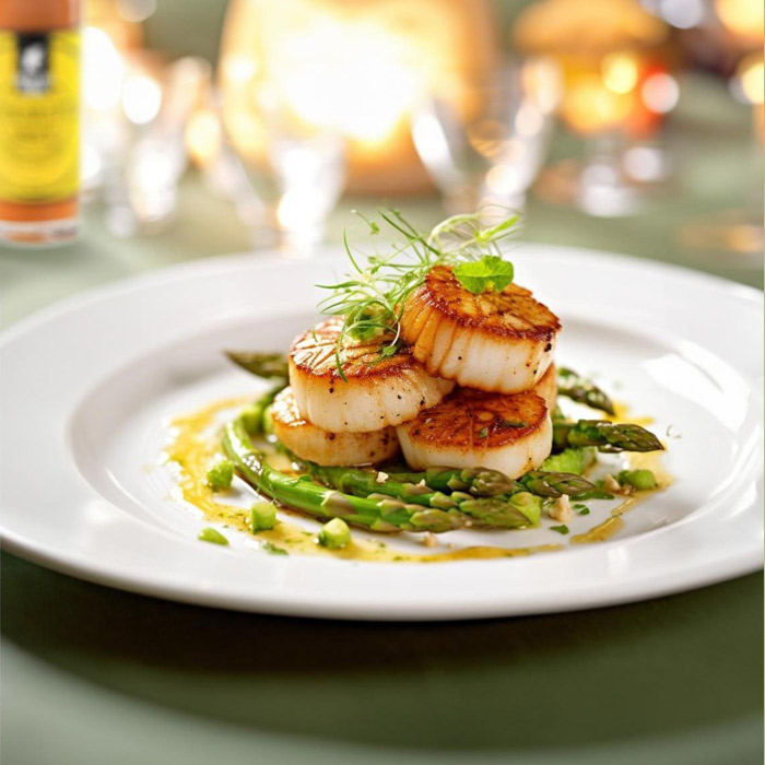 Jacobs-Muscheln Jacobs-Muscheln mit scharfer Sauce