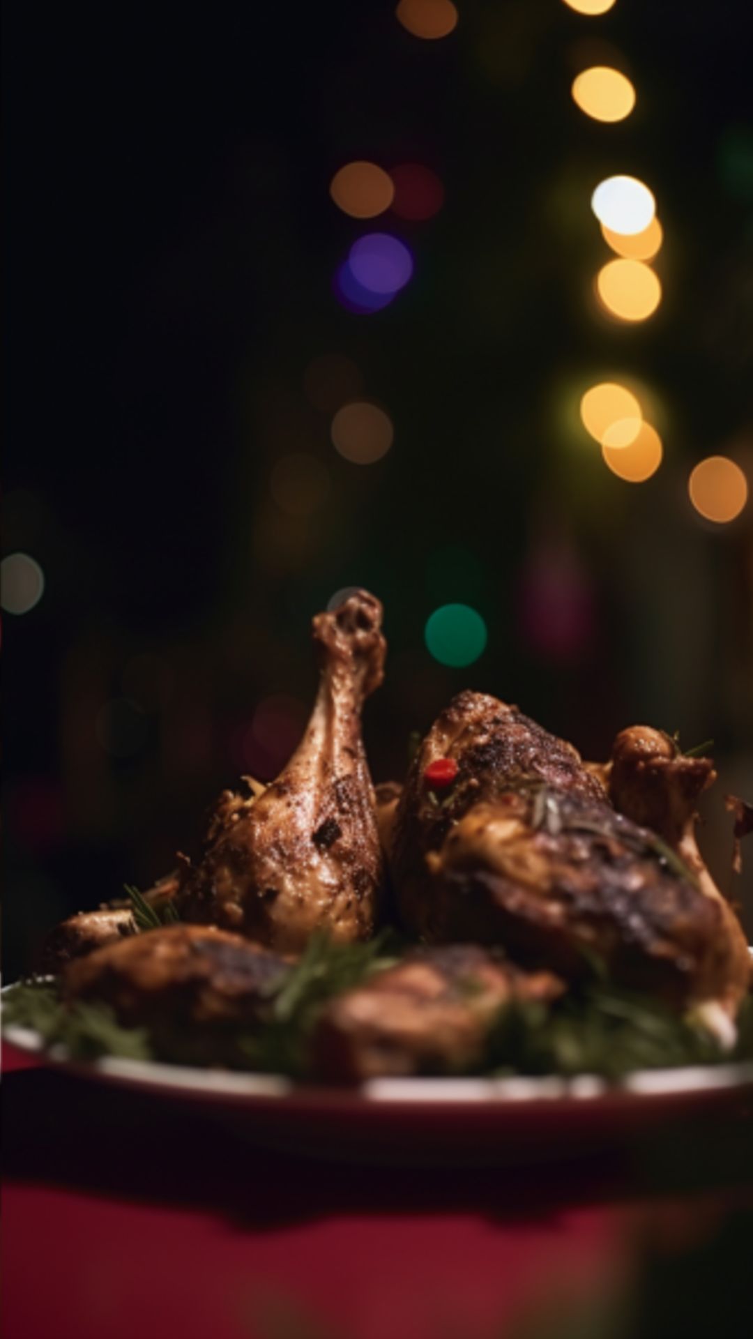 Jamaican Jerk Chicken mit Koriander und Tomaten auf einem Teller.