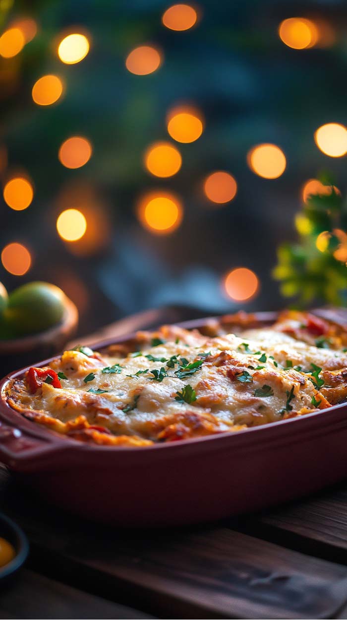 King Ranch Chicken Nahaufnahme Detailansicht von King Ranch Chicken