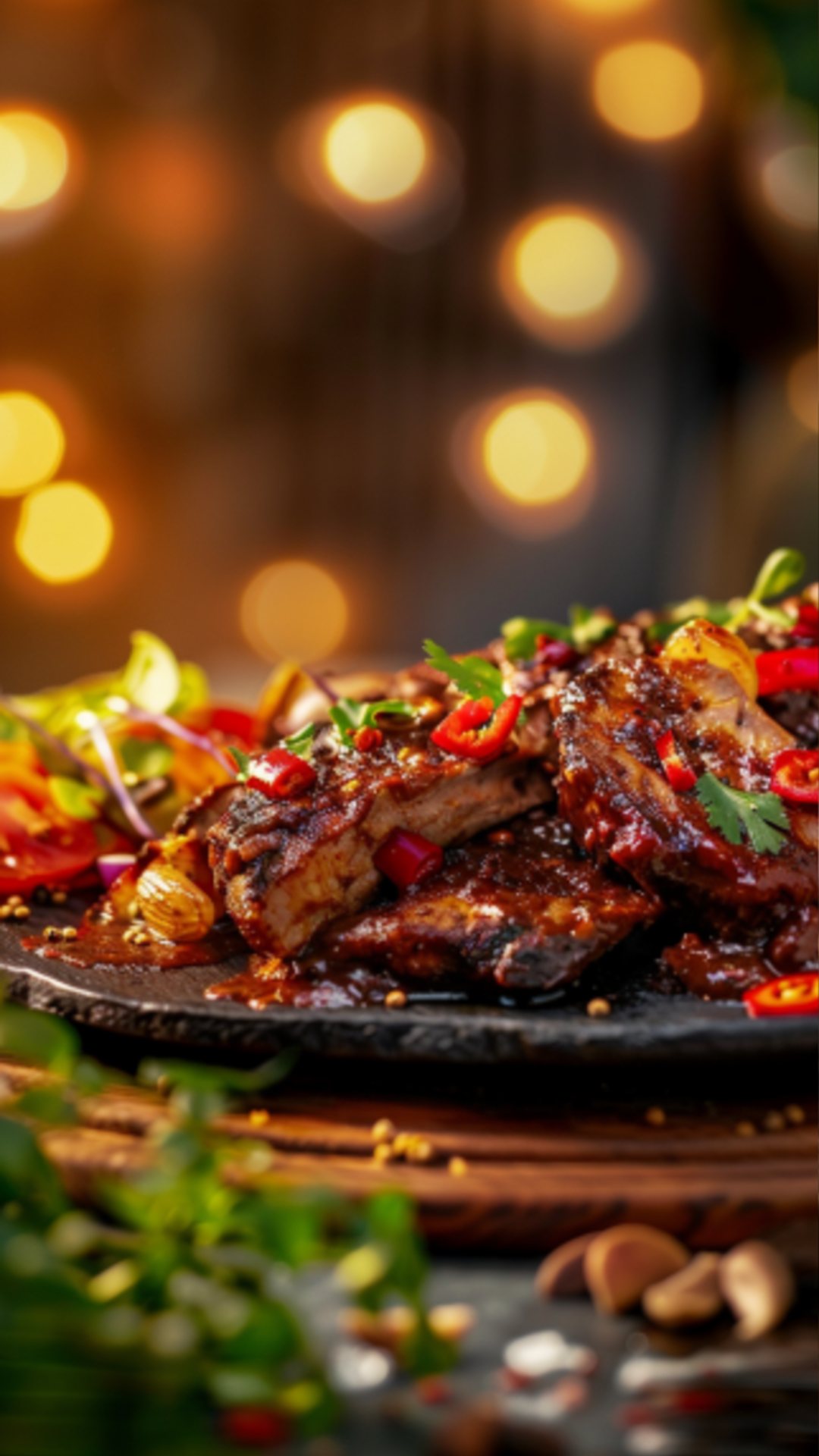 Mexikanische Mole Poblano mit Hühnchen und Sesam garniert.