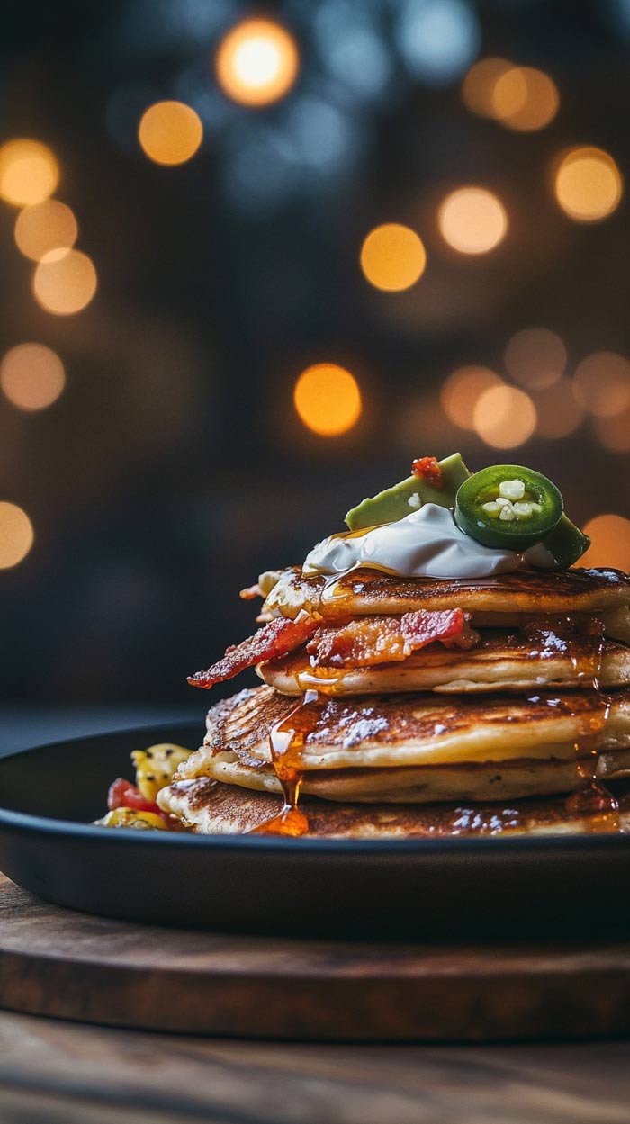 Pfannkuchen mit Jalapeños und Bacon Pfannkuchen mit Jalapeños und Bacon