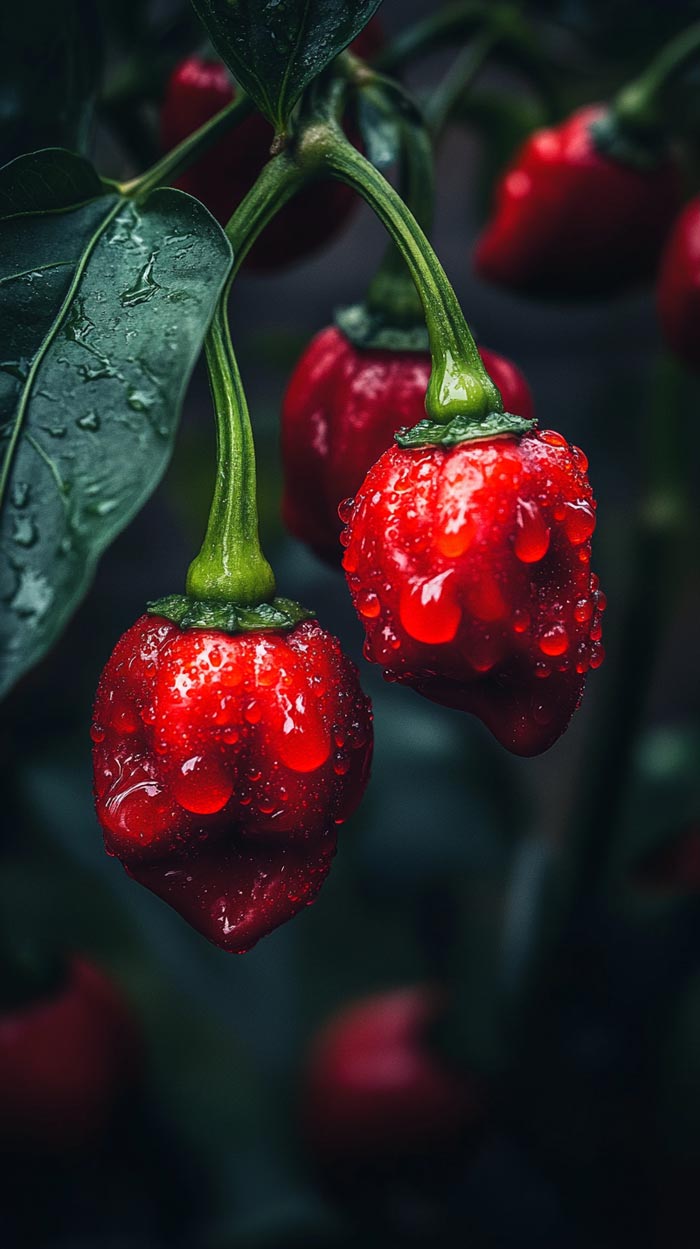 Scotch Bonnet Chili - Reife Früchte Reife Scotch Bonnet Chili in Nahaufnahme
