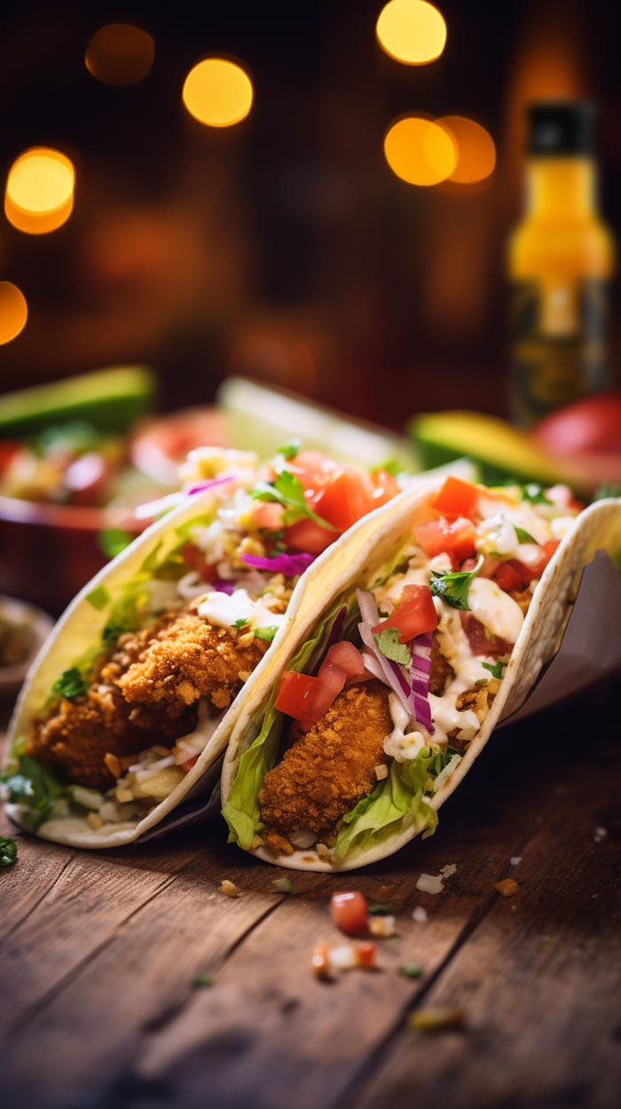 Knusprig frittierte Avocado-Scheiben mit würzigem Pico de Gallo auf einem weißen Teller serviert