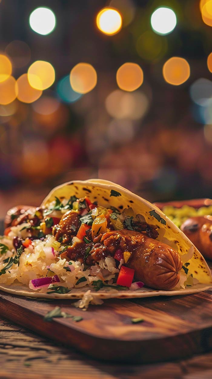 Tacos mit Sauerkraut und Würstchen Tacos mit Sauerkraut und Würstchen